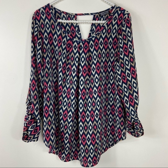 StitchFix PaperMoon Aztec Geometric 3/4 Sleeve Top - Picture 1 of 5